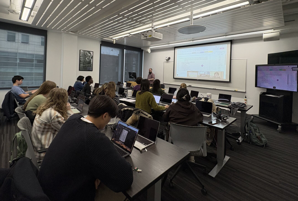Prof. Ryan Platte teaching a hybrid Ancient Greek course